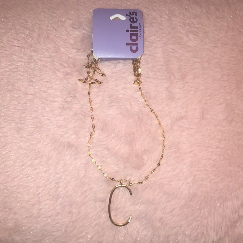 Oversized Initial Stone Pendant Necklace-Letter C
